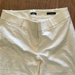 UNWORN LOFT Julie Skinny white women’s long pants size 12 brocade